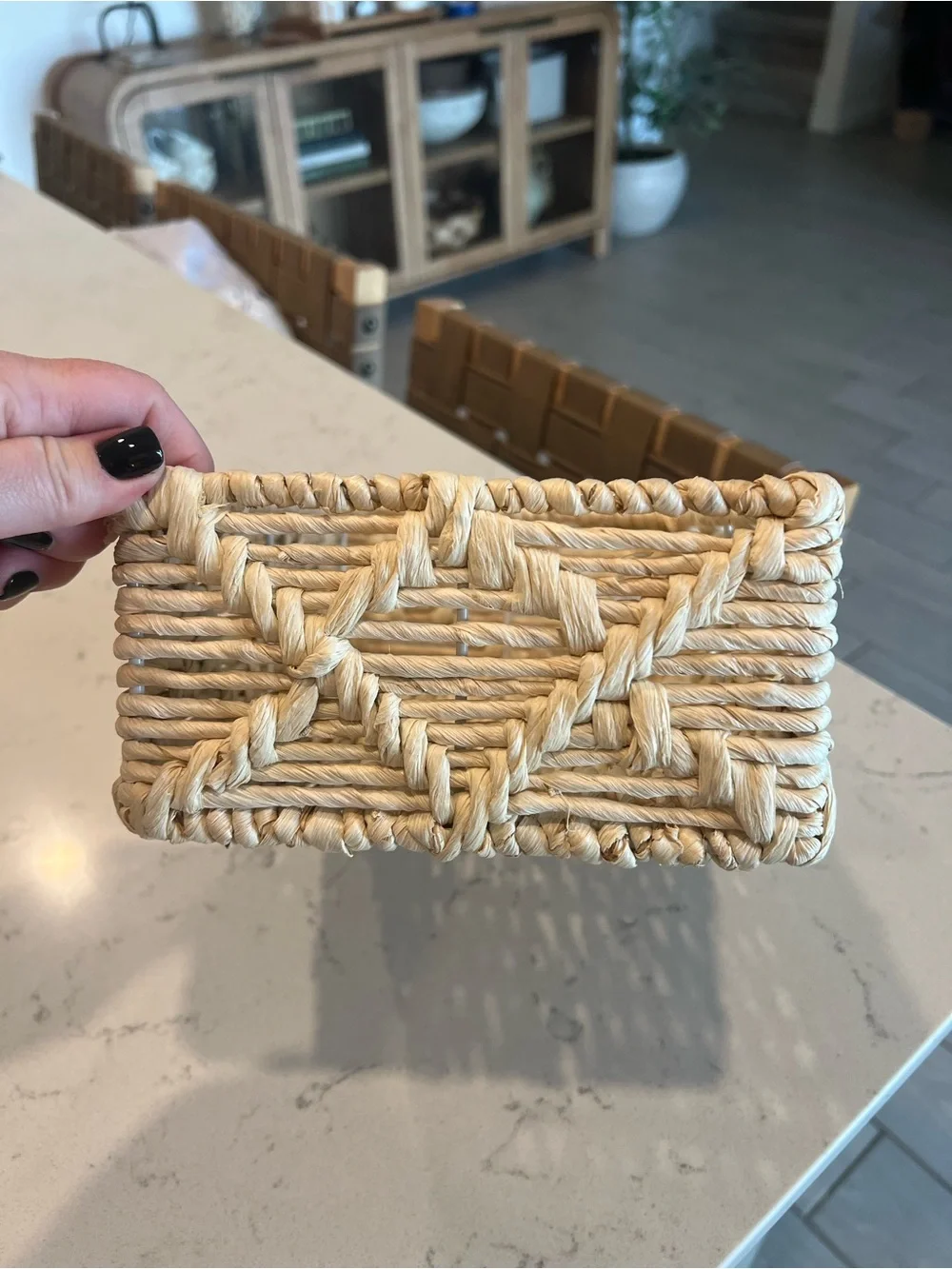 Small Woven Rectangular Storage Basket - Light Natural Color